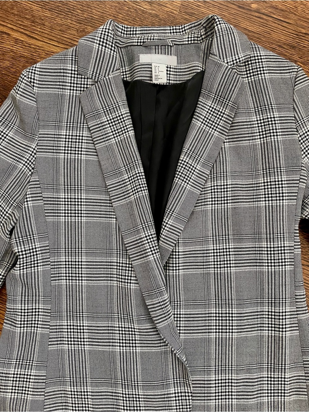 H&M Black & White Plaid Belted Jacket (EU 40 / US 8)